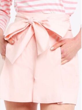 J.Crew Pink Tie Waist Short in Cotton Poplin